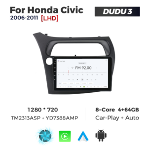 Navigatie Dedicata Honda Civic 2006-2011 DUDU3 9" 4GB RAM, 64GB ROM, Octacore, Ecran HD, CarPlay&AndroidAuto, Android - imagine 3
