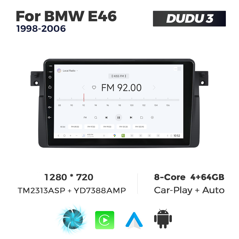 Navigatie Dedicata BMW E46 1998-2006 DUDU3 9" 4GB RAM, 64GB ROM, Octacore, Ecran HD, CarPlay&AndroidAuto, Android - imagine 3