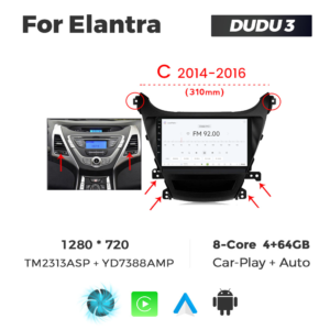 Navigatie Dedicata Hyundai Elantra 2011-2013 C DUDU3 9" 4GB RAM, 64GB ROM, Octacore, Ecran HD, CarPlay&AndroidAuto, Android - imagine 3