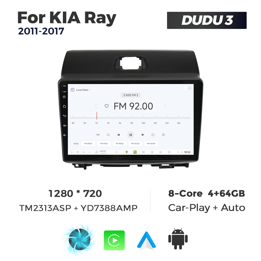 Navigatie Dedicata Kia Ray 2011-2017 DUDU3 9" 4GB RAM, 64GB ROM, Octacore, Ecran HD, CarPlay&AndroidAuto, Android - imagine 3