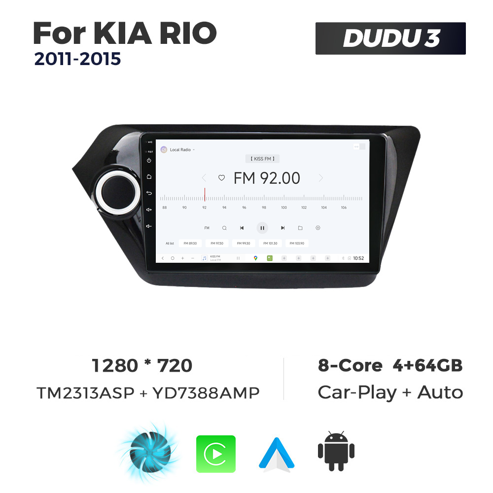 Navigatie Dedicata Kia Rio 2011-2015 DUDU3 9" 4GB RAM, 64GB ROM, Octacore, Ecran HD, CarPlay&AndroidAuto, Android - imagine 3