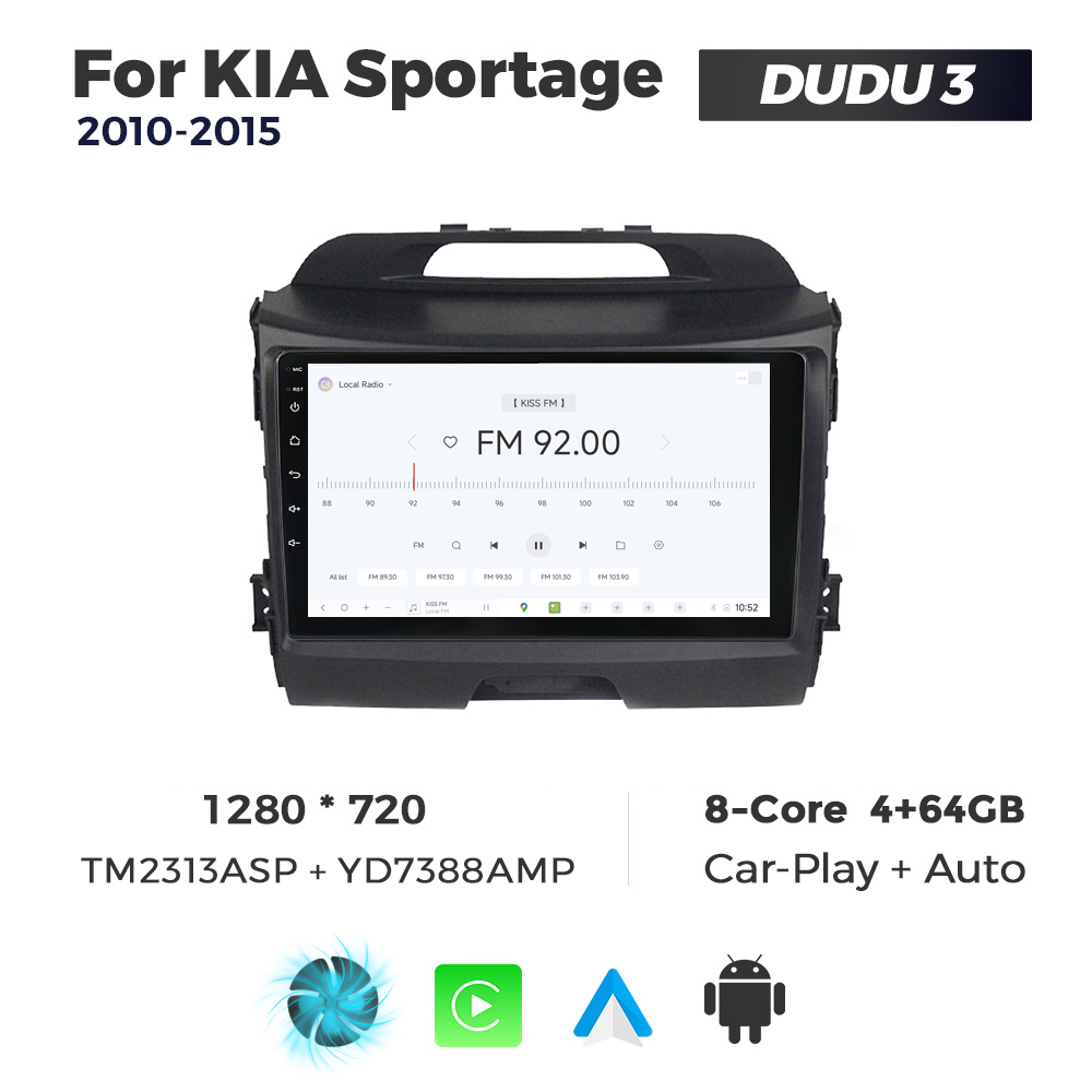 Navigatie Dedicata Kia Sportage 2010-2015 DUDU3 9" 4GB RAM, 64GB ROM, Octacore, Ecran HD, CarPlay&AndroidAuto, Android - imagine 3