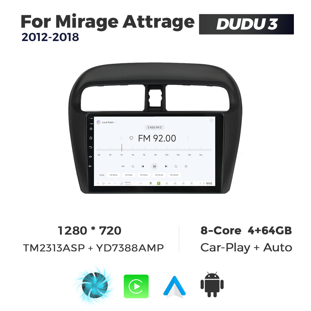 Navigatie Dedicata Mitsubishi Mirage 2012-2018 DUDU3 9" 4GB RAM, 64GB ROM, Octacore, Ecran HD, CarPlay&AndroidAuto, Android - imagine 3