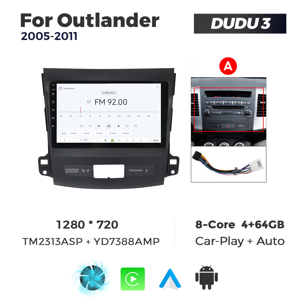 Navigatie Dedicata Mitsubishi Outlander 2005-2011 DUDU3 9" 4GB RAM, 64GB ROM, Octacore, Ecran HD, CarPlay&AndroidAuto, Android - imagine 3