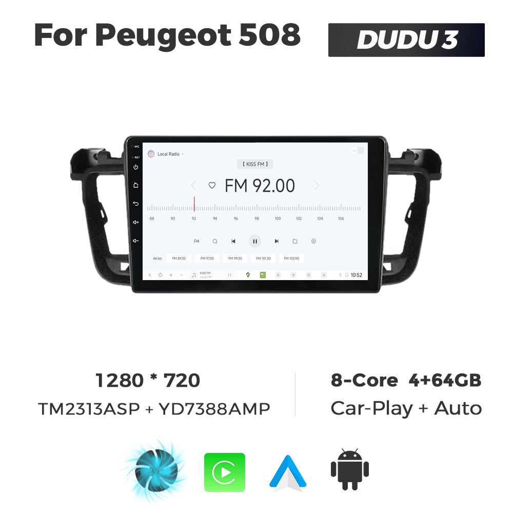 Navigatie Dedicata Peugeot 508 DUDU3 9" 4GB RAM, 64GB ROM, Octacore, Ecran HD, CarPlay&AndroidAuto, Android - imagine 3
