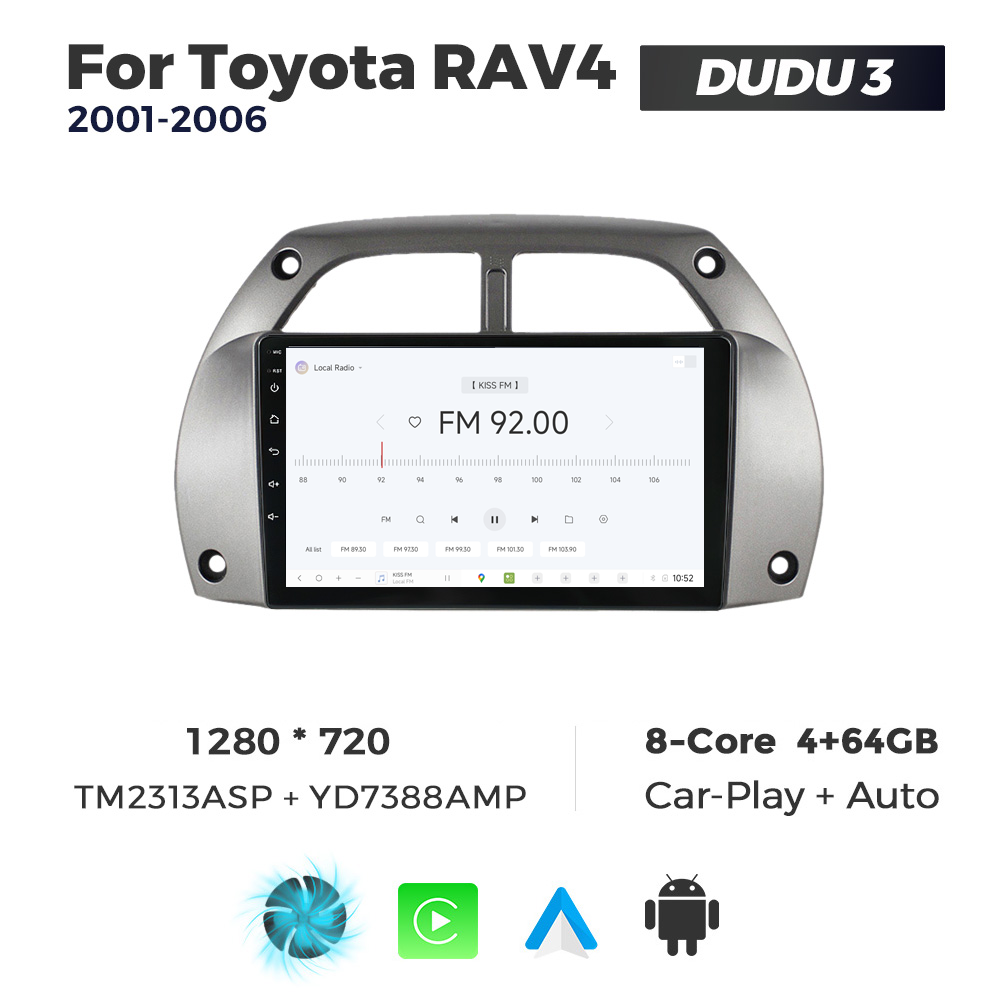Navigatie Dedicata Toyota RAV4 2001-2006 DUDU3 9" 4GB RAM, 64GB ROM, Octacore, Ecran HD, CarPlay&AndroidAuto, Android - imagine 3