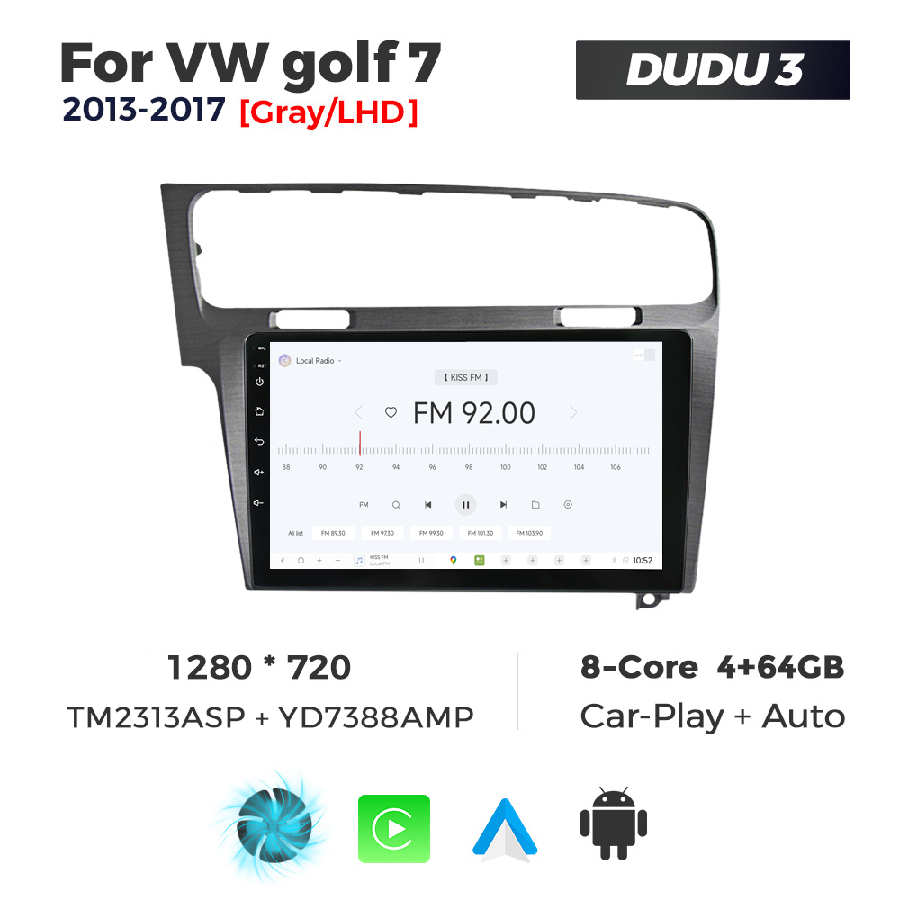 Navigatie Dedicata Volkswagen Golf 7 Gri 2013-2017 DUDU3 9" 4GB RAM, 64GB ROM, Octacore, Ecran HD, CarPlay&AndroidAuto, Android - imagine 3