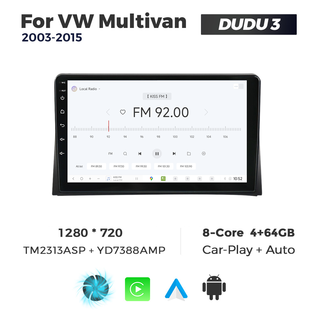 Navigatie Dedicata Volkswagen Multivan 2003-2015 DUDU3 9" 4GB RAM, 64GB ROM, Octacore, Ecran HD, CarPlay&AndroidAuto, Android - imagine 3