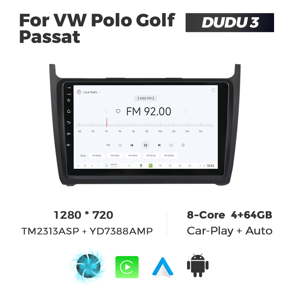 Navigatie Dedicata Volkswagen Polo 2009-2017 DUDU3 9" 4GB RAM, 64GB ROM, Octacore, Ecran HD, CarPlay&AndroidAuto, Android - imagine 3