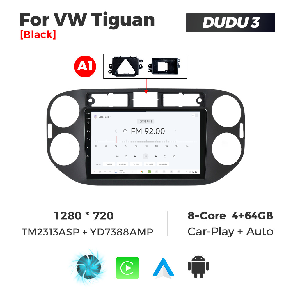 Navigatie Dedicata Volkswagen Tiguan 2007-2016 Negru DUDU3 9" 4GB RAM, 64GB ROM, Octacore, Ecran HD, CarPlay&AndroidAuto, Android - imagine 3