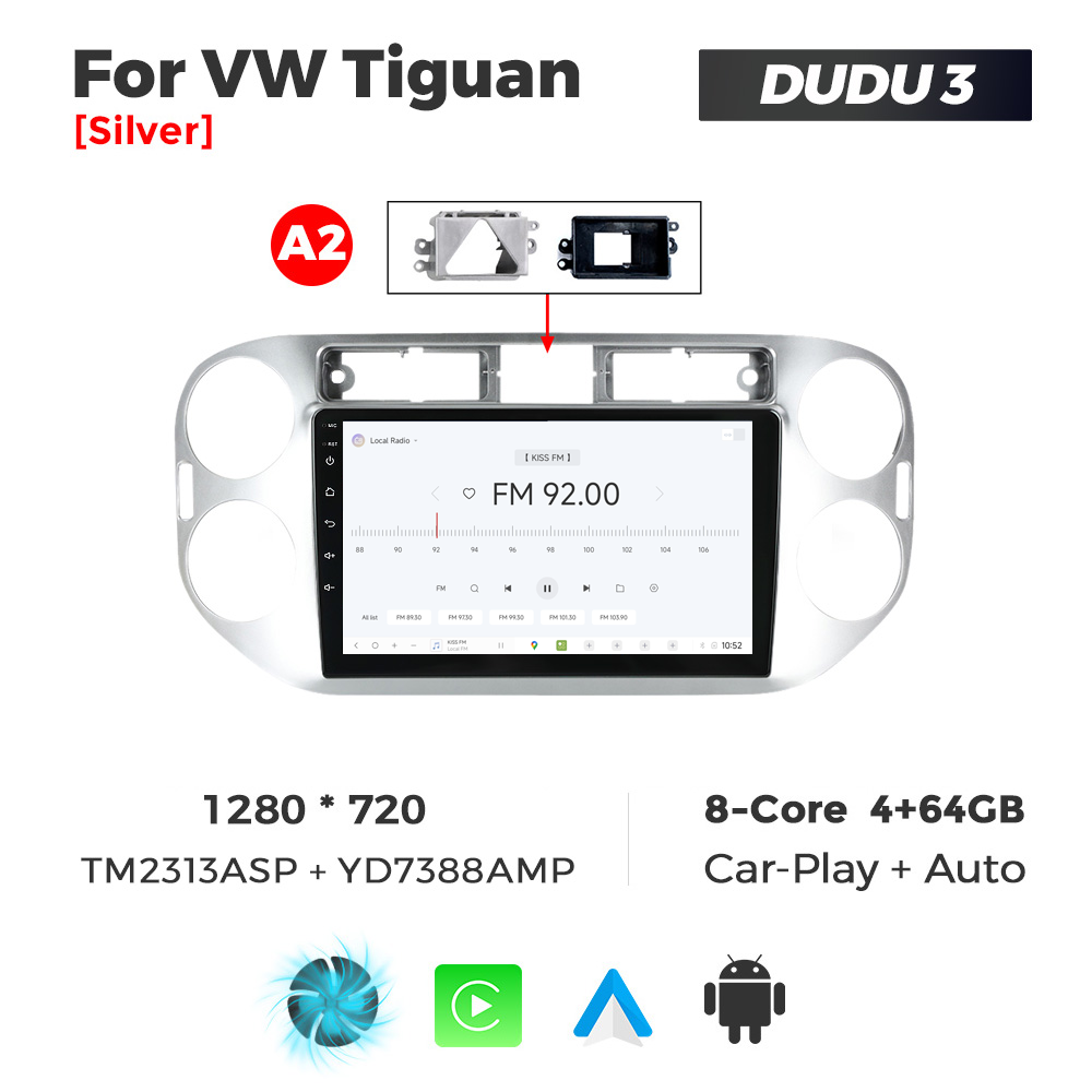 Navigatie Dedicata Volkswagen Tiguan 2007-2016 Gri DUDU3 9" 4GB RAM, 64GB ROM, Octacore, Ecran HD, CarPlay&AndroidAuto, Android - imagine 3