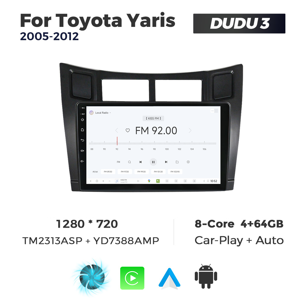 Navigatie Dedicata Toyota Yaris 2005-2012 DUDU3 9" 4GB RAM, 64GB ROM, Octacore, Ecran HD, CarPlay&AndroidAuto, Android - imagine 3