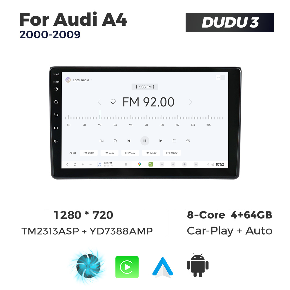 Navigatie Dedicata Audi A4 2000-2009 DUDU3 9" 4GB RAM, 64GB ROM, Octacore, Ecran HD, CarPlay&AndroidAuto, Android - imagine 3