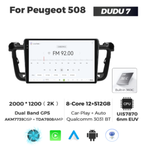 Navigatie Dedicata Peugeot 508 DUDU7 9" 12GB RAM, 512GB ROM, Octacore, Ecran 2K, CarPlay&AndroidAuto, Android - imagine 3