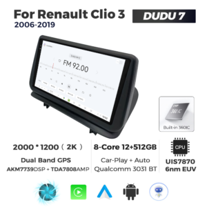 Navigatie Dedicata Renault Clio 3 2006-2019 DUDU7 9" 12GB RAM, 512GB ROM, Octacore, Ecran 2K, CarPlay&AndroidAuto, Android - imagine 3