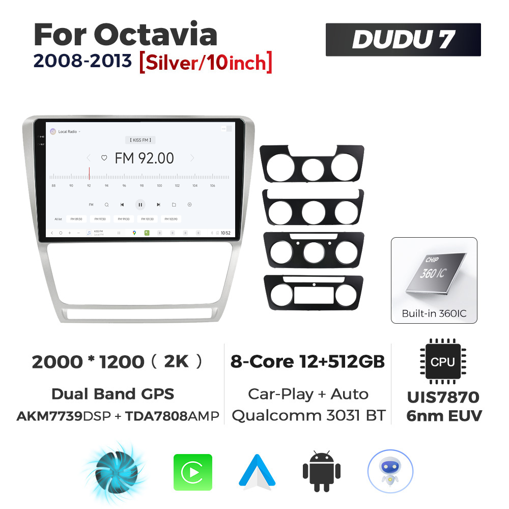 Navigatie Dedicata Skoda Octavia 2004-2013 Gri DUDU7 9" 12GB RAM, 512GB ROM, Octacore, Ecran 2K, CarPlay&AndroidAuto, Android - imagine 3