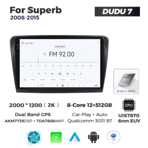 Navigatie Dedicata Skoda Superb 2008-2015 DUDU7 9" 12GB RAM, 512GB ROM, Octacore, Ecran 2K, CarPlay&AndroidAuto, Android - imagine 3