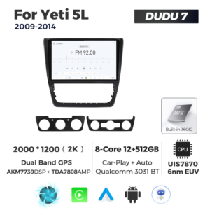 Navigatie Dedicata Skoda Yeti 5L 2009-2014 DUDU7 9" 12GB RAM, 512GB ROM, Octacore, Ecran 2K, CarPlay&AndroidAuto, Android - imagine 3