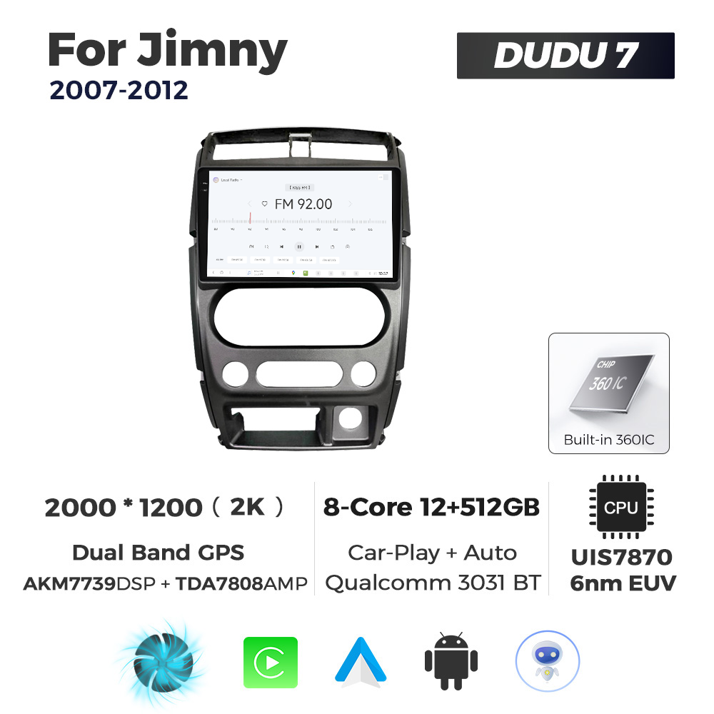 Navigatie Dedicata Suzuki Jimny 2007-2012 DUDU7 9" 12GB RAM, 512GB ROM, Octacore, Ecran 2K, CarPlay&AndroidAuto, Android - imagine 3
