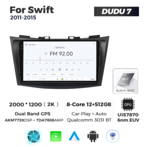 Navigatie Dedicata Suzuki Swift 2011-2015 DUDU7 9" 12GB RAM, 512GB ROM, Octacore, Ecran 2K, CarPlay&AndroidAuto, Android - imagine 3