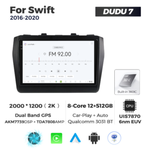 Navigatie Dedicata Suzuki Swift 2016-2020 DUDU7 9" 12GB RAM, 512GB ROM, Octacore, Ecran 2K, CarPlay&AndroidAuto, Android - imagine 3