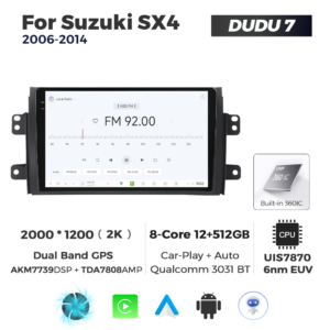 Navigatie Dedicata Suzuki SX4 2006-2014 DUDU7 9" 12GB RAM, 512GB ROM, Octacore, Ecran 2K, CarPlay&AndroidAuto, Android - imagine 3