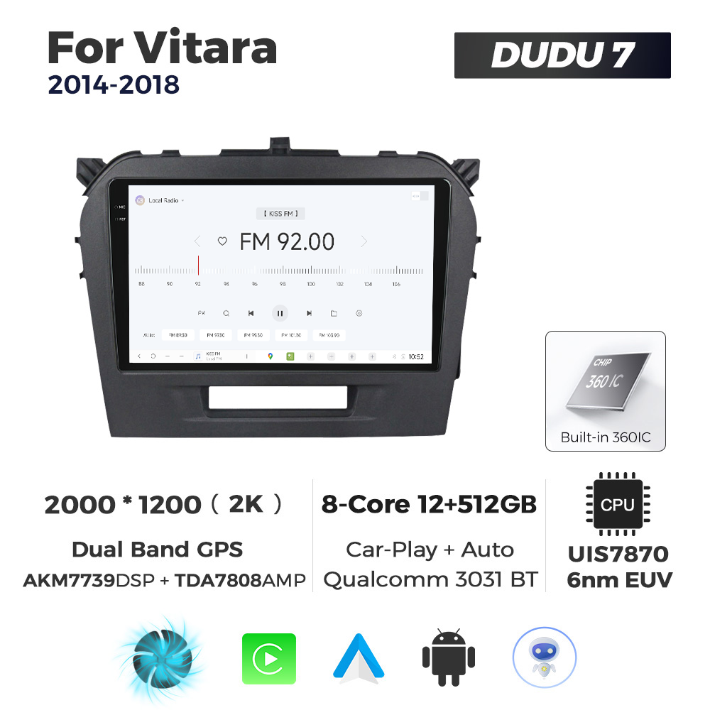 Navigatie Dedicata Suzuki Vitara 2014-2018 DUDU7 9" 12GB RAM, 512GB ROM, Octacore, Ecran 2K, CarPlay&AndroidAuto, Android - imagine 3