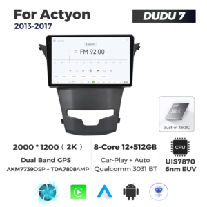 Navigatie Dedicata SsangYong Actyon 2013-2017 DUDU7 9" 12GB RAM, 512GB ROM, Octacore, Ecran 2K, CarPlay&AndroidAuto, Android - imagine 3