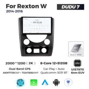 Navigatie Dedicata SsangYong Rexton W 2014-2016 DUDU7 9" 12GB RAM, 512GB ROM, Octacore, Ecran 2K, CarPlay&AndroidAuto, Android - imagine 3