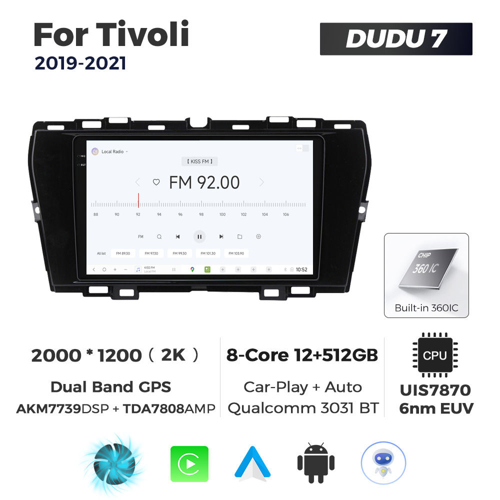 Navigatie Dedicata SsangYong Tivoli 2019-2021 DUDU7 9" 12GB RAM, 512GB ROM, Octacore, Ecran 2K, CarPlay&AndroidAuto, Android - imagine 3