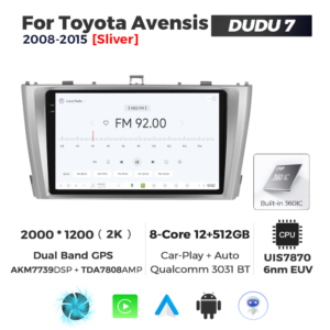 Navigatie Dedicata Toyota Avensis 2008-2015 DUDU7 9" 12GB RAM, 512GB ROM, Octacore, Ecran 2K, CarPlay&AndroidAuto, Android - imagine 3
