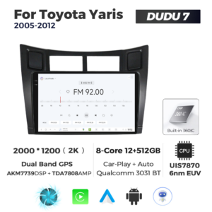 Navigatie Dedicata Toyota Yaris 2005-2012 DUDU7 9" 12GB RAM, 512GB ROM, Octacore, Ecran 2K, CarPlay&AndroidAuto, Android - imagine 3