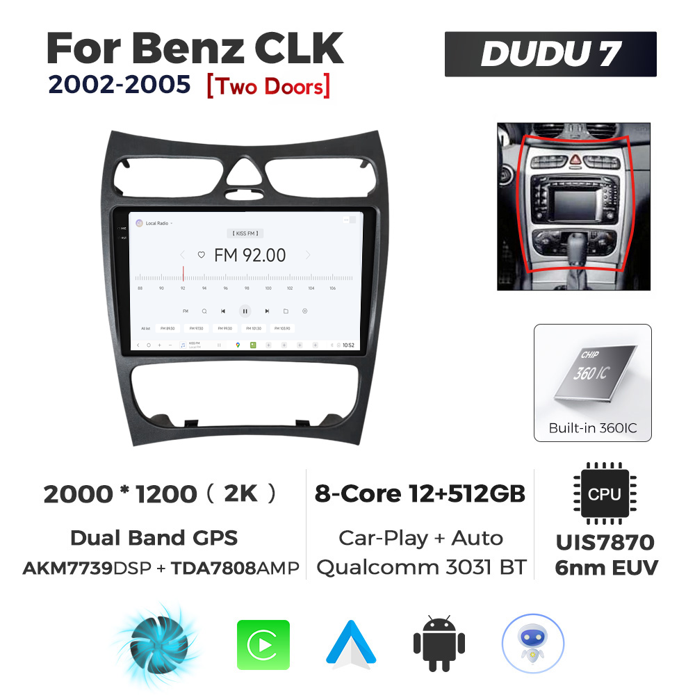 Navigatie Dedicata Benz CLK 2002-2005 DUDU7 9" 12GB RAM, 512GB ROM, Octacore, Ecran 2K, CarPlay&AndroidAuto, Android - imagine 3