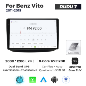 Navigatie Dedicata Benz Vito 2011-2015 DUDU7 9" 12GB RAM, 512GB ROM, Octacore, Ecran 2K, CarPlay&AndroidAuto, Android - imagine 3