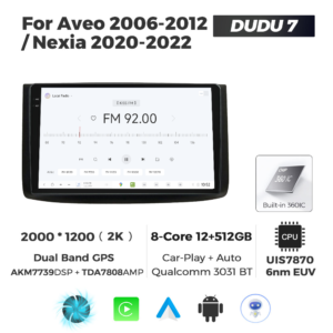 Navigatie Dedicata Chevrolet Aveo 2006-2012 DUDU7 9" 12GB RAM, 512GB ROM, Octacore, Ecran 2K, CarPlay&AndroidAuto, Android - imagine 3