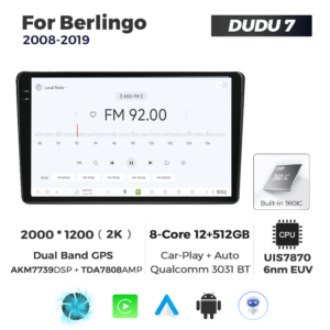 Navigatie Dedicata Citroen Berlingo 2008-2019 DUDU7 9" 12GB RAM, 512GB ROM, Octacore, Ecran 2K, CarPlay&AndroidAuto, Android - imagine 3