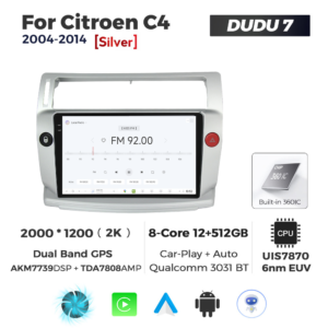 Navigatie Dedicata Citroen C4 2004-2014 DUDU7 9" 12GB RAM, 512GB ROM, Octacore, Ecran 2K, CarPlay&AndroidAuto, Android - imagine 3