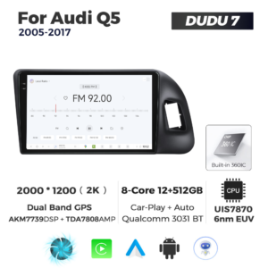 Navigatie Dedicata Audi Q5 2005-2017 DUDU7 9" 12GB RAM, 512GB ROM, Octacore, Ecran 2K, CarPlay&AndroidAuto, Android - imagine 3