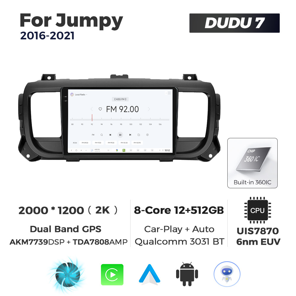 Navigatie Dedicata Citroen Jumpy 2016-2021 DUDU7 9" 12GB RAM, 512GB ROM, Octacore, Ecran 2K, CarPlay&AndroidAuto, Android - imagine 3