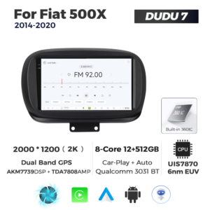 Navigatie Dedicata Fiat 500X 2014-2020 DUDU7 9" 12GB RAM, 512GB ROM, Octacore, Ecran 2K, CarPlay&AndroidAuto, Android - imagine 3