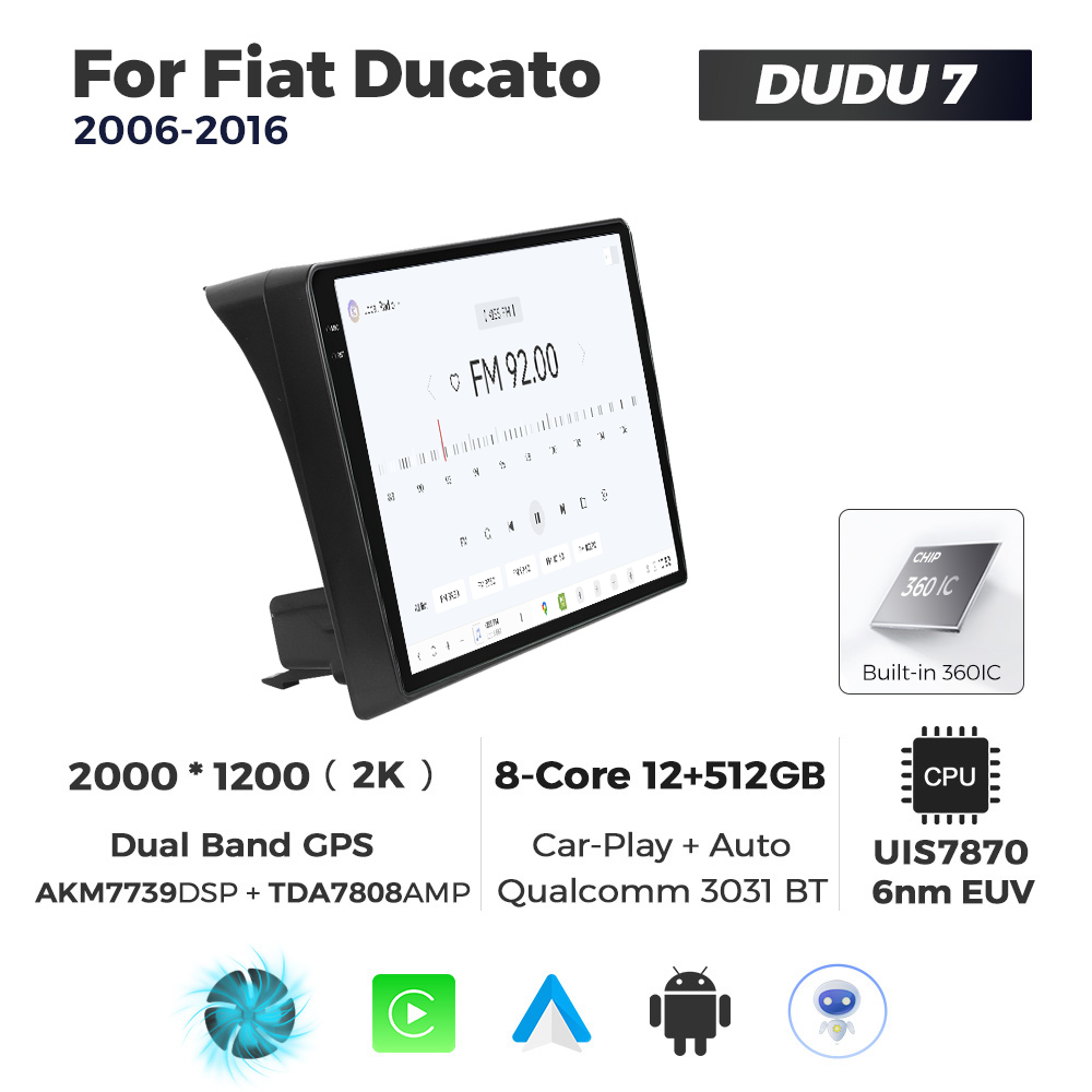 Navigatie Dedicata Fiat Ducato 2006-2016 DUDU7 9" 12GB RAM, 512GB ROM, Octacore, Ecran 2K, CarPlay&AndroidAuto, Android - imagine 3