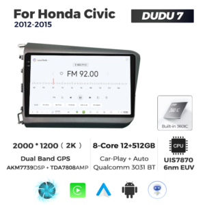 Navigatie Dedicata Honda Civic 2012-2015 DUDU7 9" 12GB RAM, 512GB ROM, Octacore, Ecran 2K, CarPlay&AndroidAuto, Android - imagine 3