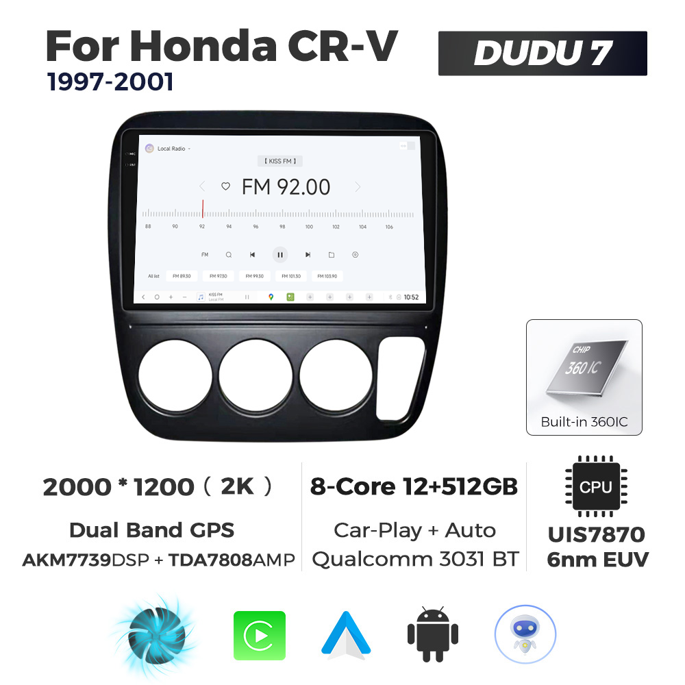 Navigatie Dedicata Honda CRV 1997-2001 DUDU7 9" 12GB RAM, 512GB ROM, Octacore, Ecran 2K, CarPlay&AndroidAuto, Android - imagine 3