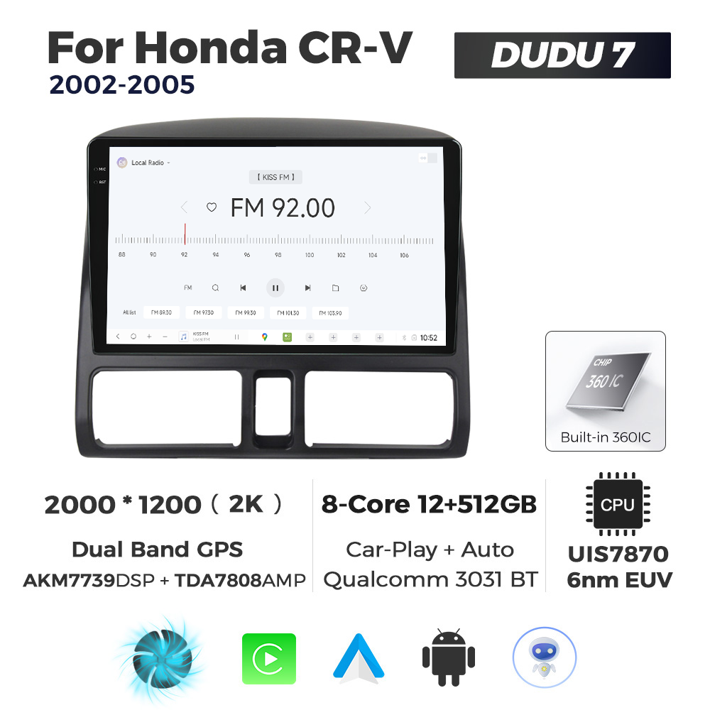 Navigatie Dedicata Honda CRV 2002-2005 DUDU7 9" 12GB RAM, 512GB ROM, Octacore, Ecran 2K, CarPlay&AndroidAuto, Android - imagine 3