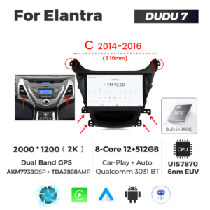 Navigatie Dedicata Hyundai Elantra 2011-2013 C DUDU7 9" 12GB RAM, 512GB ROM, Octacore, Ecran 2K, CarPlay&AndroidAuto, Android - imagine 3