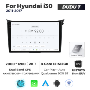 Navigatie Dedicata Hyundai I30 2011-2017 DUDU7 9" 12GB RAM, 512GB ROM, Octacore, Ecran 2K, CarPlay&AndroidAuto, Android - imagine 3