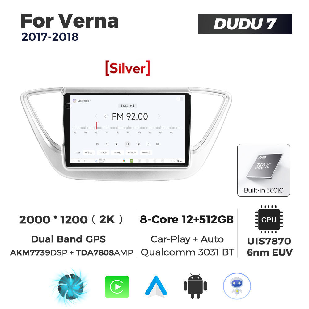 Navigatie Dedicata Hyundai Verna 2017-2018 DUDU7 9" 12GB RAM, 512GB ROM, Octacore, Ecran 2K, CarPlay&AndroidAuto, Android - imagine 3