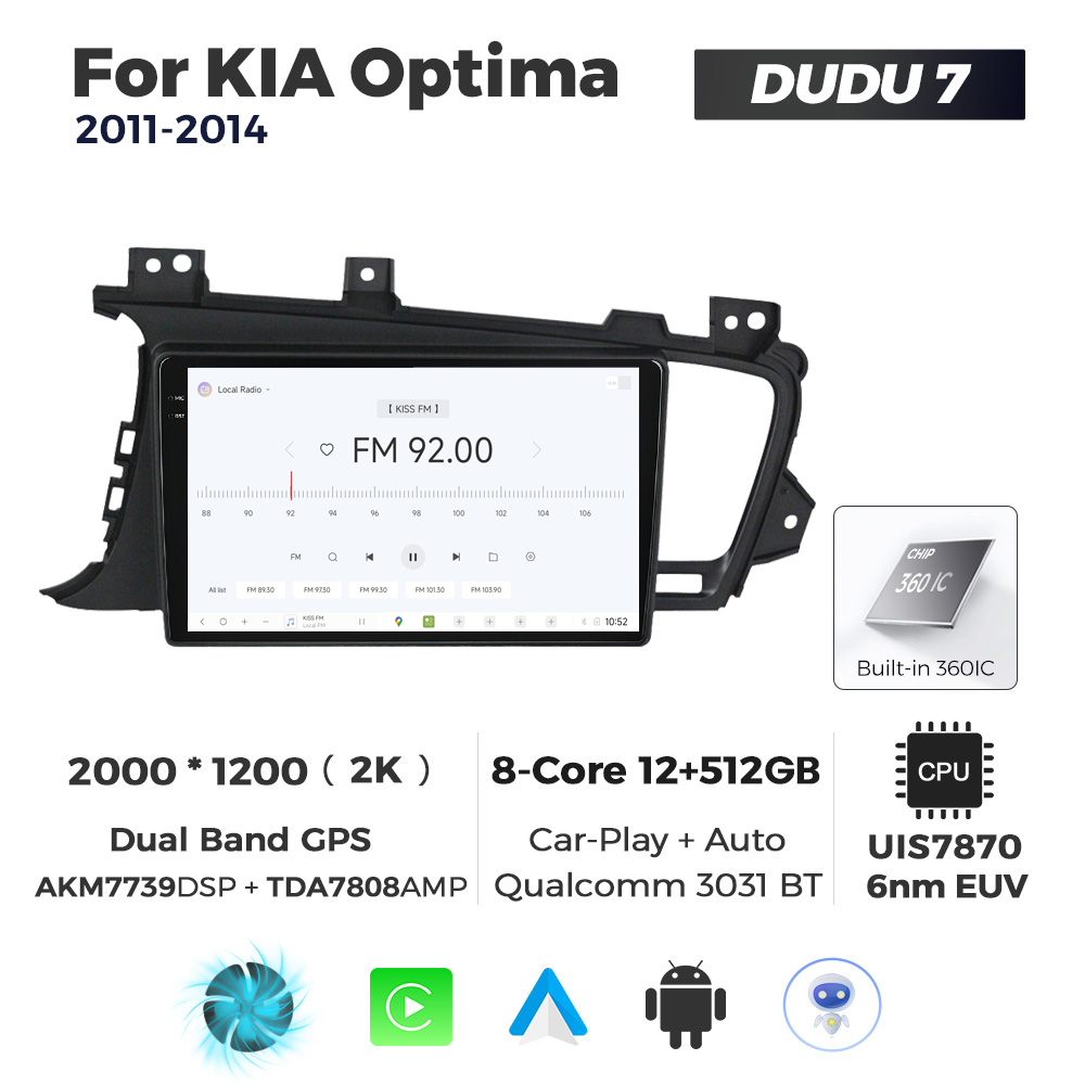 Navigatie Dedicata Kia Optima 2011-2014 DUDU7 9" 12GB RAM, 512GB ROM, Octacore, Ecran 2K, CarPlay&AndroidAuto, Android - imagine 3