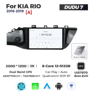 Navigatie Dedicata Kia Rio 2016-2019 DUDU7 9" 12GB RAM, 512GB ROM, Octacore, Ecran 2K, CarPlay&AndroidAuto, Android - imagine 3