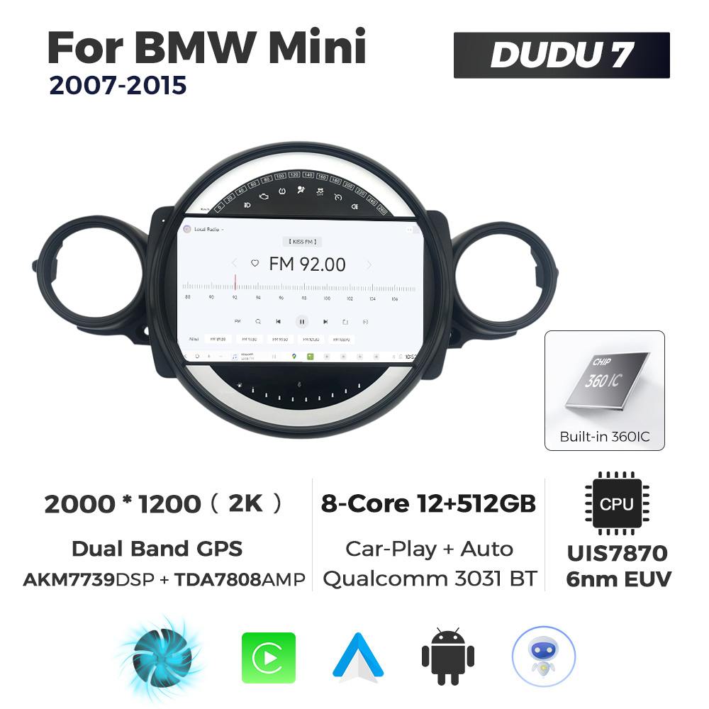 Navigatie Dedicata BMW MINI 2007-2015 DUDU7 9" 12GB RAM, 512GB ROM, Octacore, Ecran 2K, CarPlay&AndroidAuto, Android - imagine 3